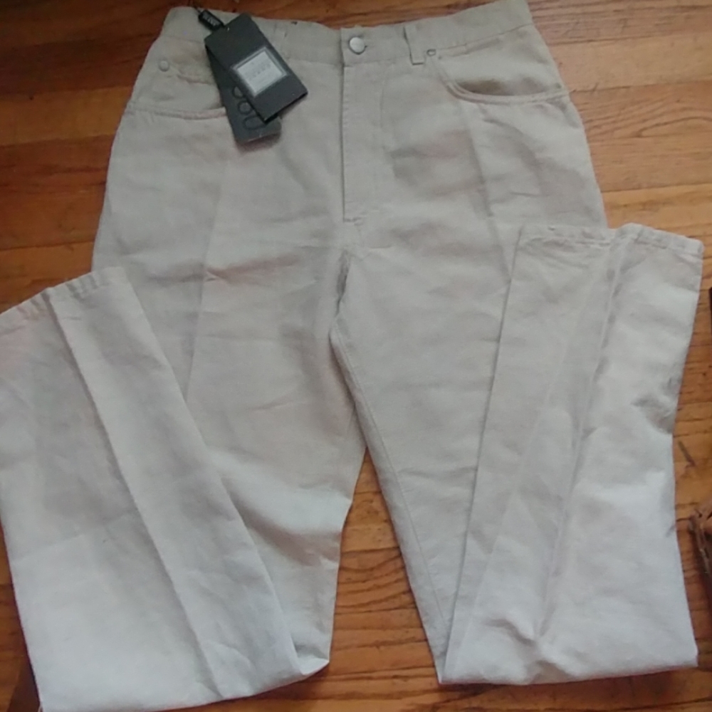 VTG Trussardi White Linen Blend Jeans sz 35 Italy